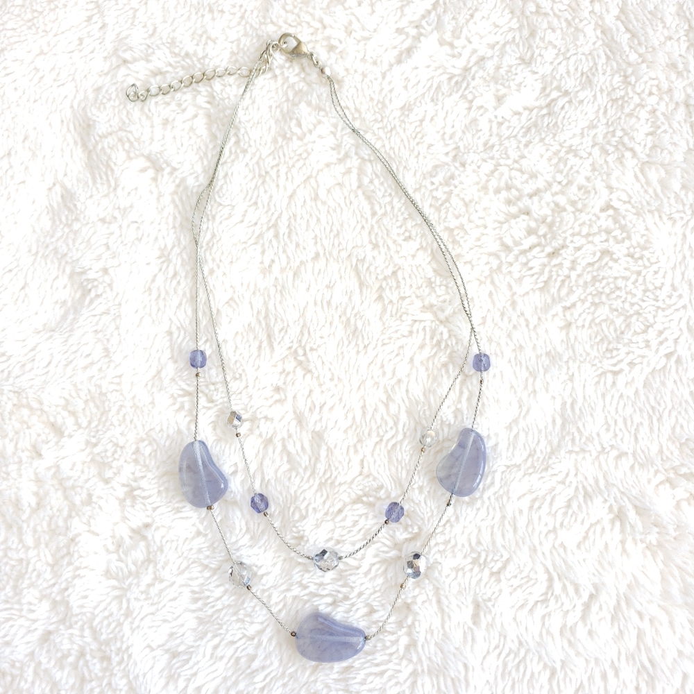 Purple and Silver Layered Necklace